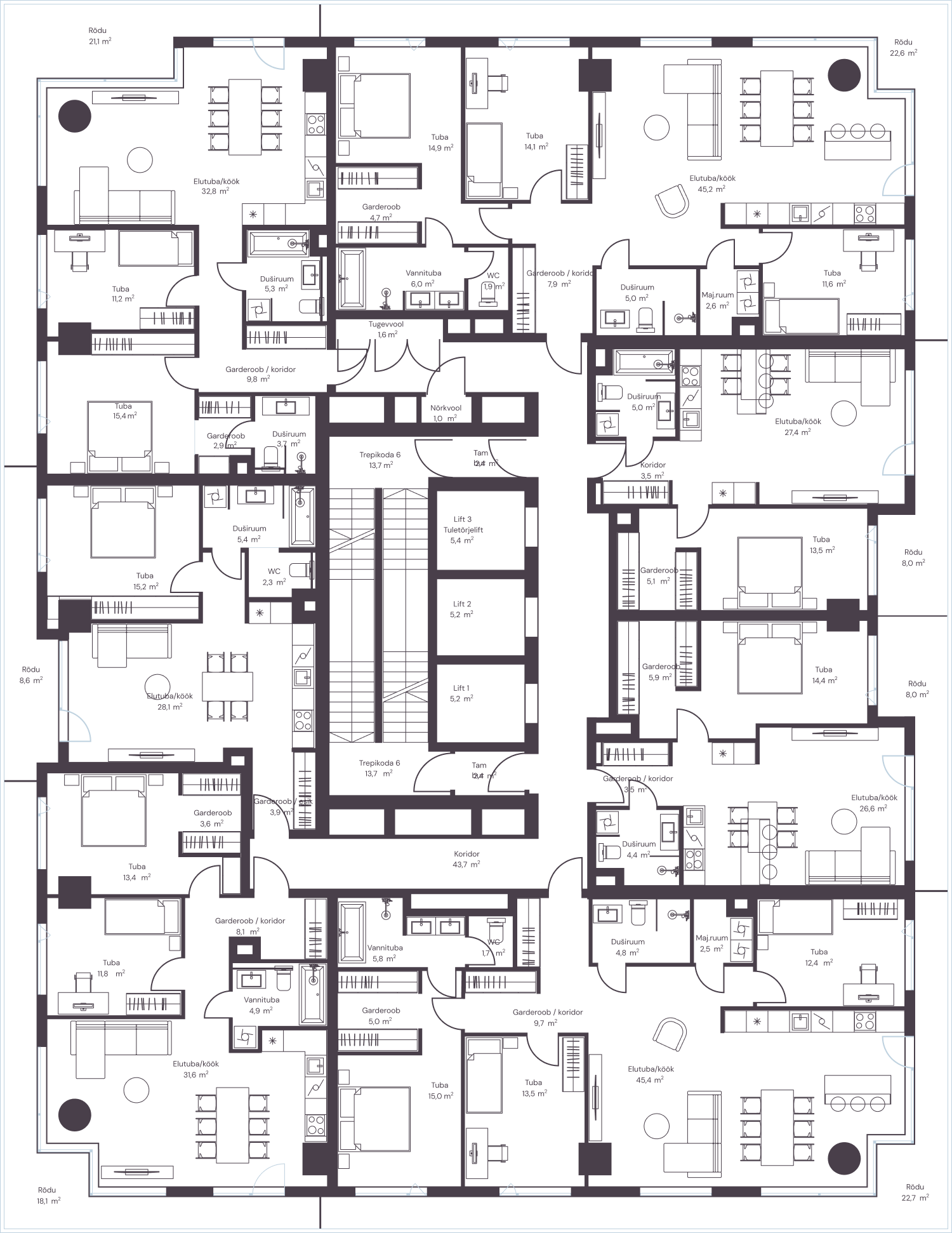 Floor plan for floor: 22